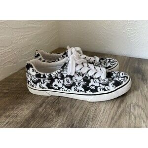 Disney Women’s Black & White Mickey Mouse Canvas Sneakers Size 10 New